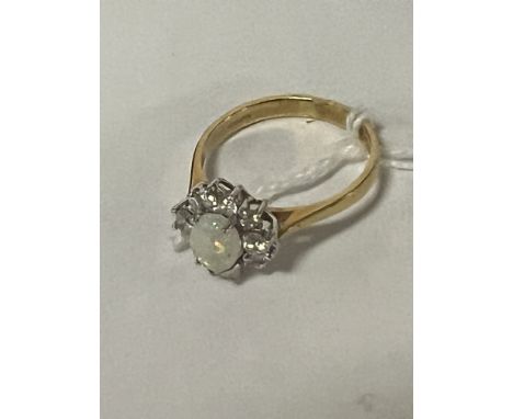 18CT GOLD DIAMOND OPAL RING 3.6 GRAMS APPROX