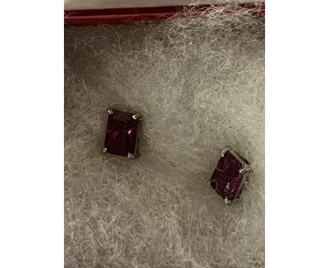 STERLING SILVER RUBY STUD EARRINGS