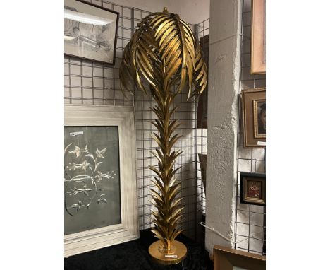GILT METAL PALM TREE FLOOR LAMP