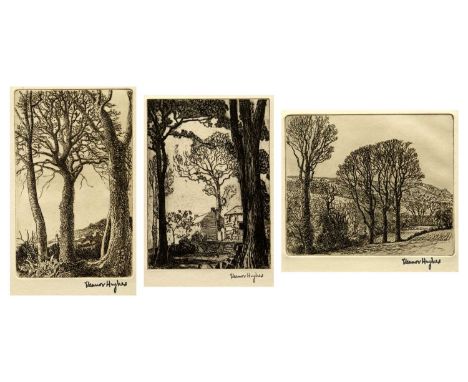 Eleanor HUGHES (1882-1959) Three etchings   From Below the Farm, etching with soft ground, stamped signature, plate 17.5 x 12