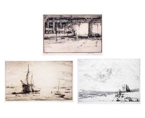 James MCBEY (1883-1959) Three etchings   'Mersea Sunset' 1924, signed, edition 76, plate 21.5 x 36cm (Hardie 222)'Surrey Down