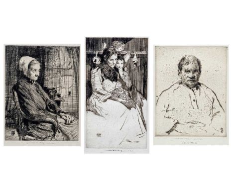 William Lee HANKEY (1869-1952) Three drypoints   'La Vielle' 1920, signed and titled, plate 21 x 16cm (Hardie 186)'Widow' 191