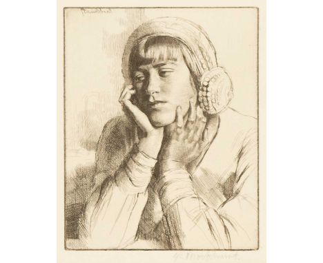 Gerald Leslie BROCKHURST (1890-1978) Le Beguin, 1922   Etching, signed, plate 14 x 11.1cm, sheet 29.4 x 22.7cm (mounted 51 x 