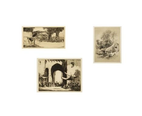 Herbert Gordon WARLOW (1885-1942) Farmyard, c1925    Etching, signed and numbered 54/75, plate 14 x 18cm, sheet 26 x 39cmToge