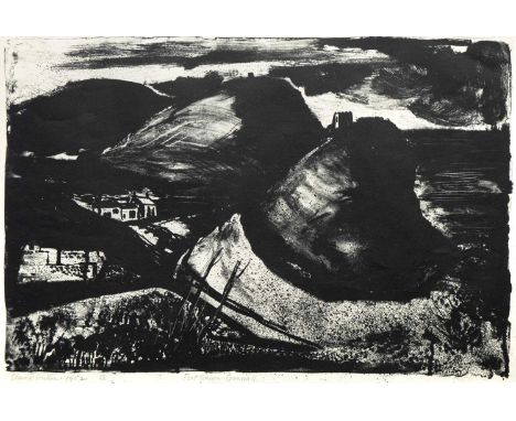 Clarke HUTTON (1898-1985) Port Quinn, Cornwall, 1952  Lithograph, signed, titled, dated 1952 and numbered 5/6, 25 x 38 cm, fr