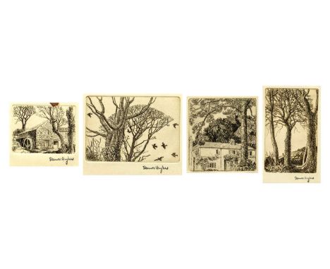 Eleanor HUGHES (1882-1959) Four etchings   Lamorna Gate, c1937, etching, stamped signature, plate 9.5 x 8.5cmOld Watermill, 1