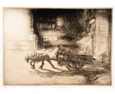 Edmund BLAMPIED (1886-1966) Night Time, Dieppe, 1926-27  Drypoint, signed, inscribed and numbered 92/100, plate 20.1 x 27.9cm
