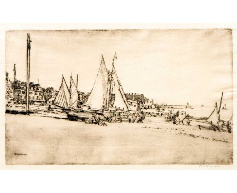 David Muirhead BONE (1876-1953) Hove, 1906  Drypoint, signed, plate 15.2 x 27.2, sheet 18.7 x 29.4cm (mounted 41 x 51cm)Dodgs