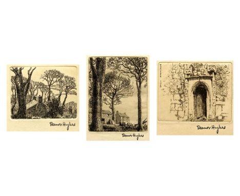 Eleanor HUGHES (1882-1959) Three small etchings  Old Doorway Trewoofe, 1909, stamped signature, plate 7 x 8.5cmFarmhouse with