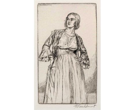 Gerald Leslie BROCKHURST (1890-1978) Noemie (Marguerite), 1926  Etching, signed, plate 18.4 x 10.7cm, sheet 29.3 x 21.3cm (mo