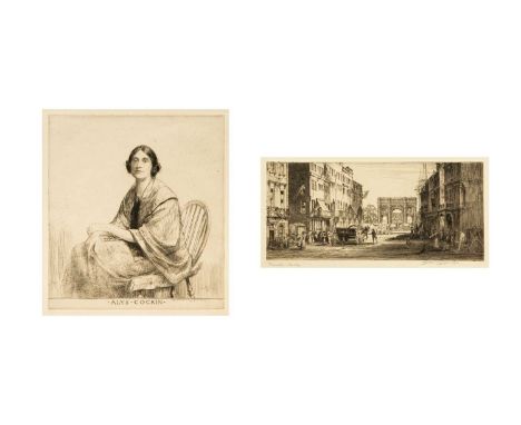 Nathaniel SPARKS (1880-1957) Two works   Alys Cockin, 1925, drypoint, signed, plate 25 x 23.5cm (Barclay 140)Marble Arch, Lon