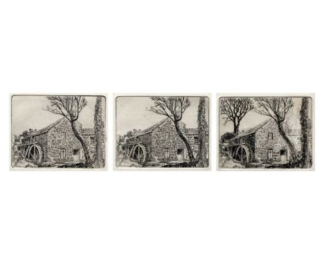 Eleanor HUGHES (1882-1959) Old Watermill, 1937  Three small etchings in three states, each with stamped signature to verso, p