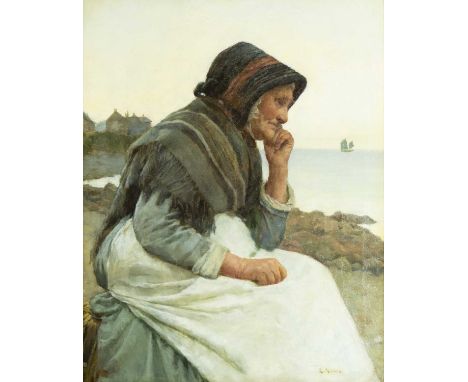 Edwin HARRIS (1855-1906) Far Away Thoughts Oil on canvas, signed, 38 x 30cm, framed 48 x 40cmThis wonderful sensitive oil is 