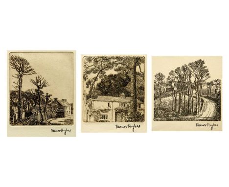 Eleanor HUGHES (1882-1959) Two small etchings  Lamorna Gate, 1937, stamped signature, plate 9 x 8.5cmPollarded Trees, c1937, 
