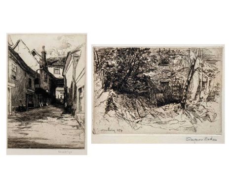 Bernard Eyre WALKER (1886-1972)  Scheregate Steps, Colchester, 1921  Etching, signed and inscribed, plate 24 x 16.5cm, sheet 