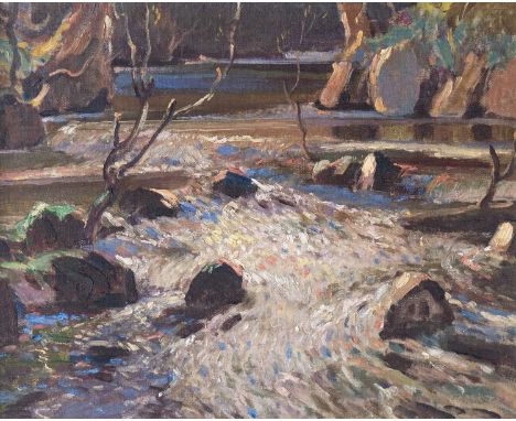 Stanley Horace GARDINER (1887-1952) Stream Oil on board, signed in graphite, 33.5cm x 41cm, 50cm x 56.5cm framed.This is in g