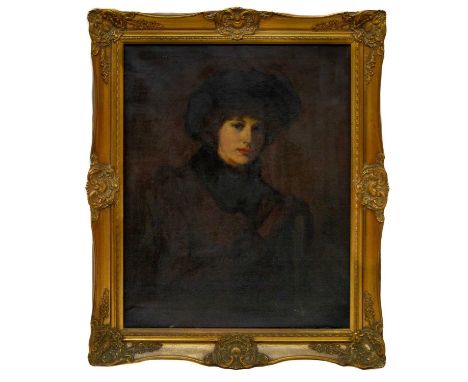 Follower of Fülöp LASZLO (1869-1937) Portrait (said to be Saidie Slingsby) Oil on canvas, unfinished, 75x60cm and 92x77cm inc