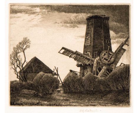 Stanley Roy BADMIN (1906-1989) Fallen Mill Sails, 1931   Etching, signed, inscribed and numbered 31/35, plate 10.7 x 12.6cm, 