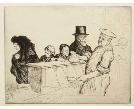 William STRANG (1859-1921) Fried Fish, 1912  Etching/drypoint, signed, plate 35 x 45cm, sheet 39 x 50cm, mounted   THE JANE A