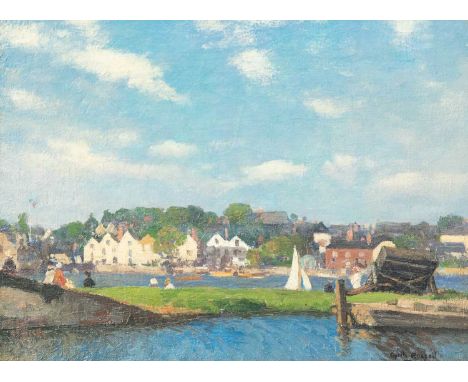 Gyrth RUSSELL (1892-1970) Topsham  Oil on canvas, signed and inscribed, 29 x 39cm, 46 x 57cm framed.This unglazed bright and 