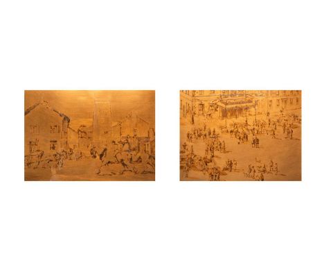 Kenneth HOLMES (1902-1994) Two etching plates   To The Fields, copper etching plate, signed, 18 x 25.5cmTown Hall Steps, copp