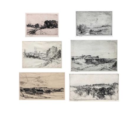 Oliver HALL (1869-1957) Five Etchings & 1 Lithograph   Five etchings - 'Bolton Castle Vista', 1894, signed, plate 10.6 x 20cm