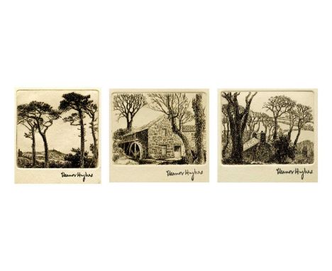 Eleanor HUGHES (1882-1959) Three small etchings   'The Folly Seen Through the Trees' c1936, stamped signature, plate 8.5 x 9c