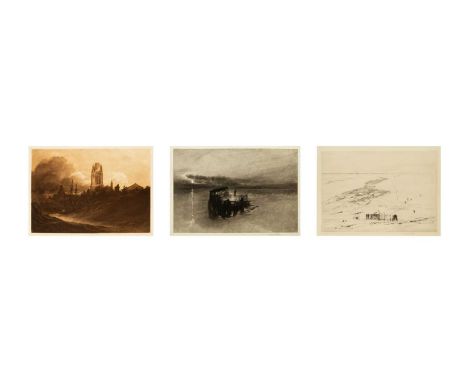 Frank SHORT (1857-1945) Thee works   The Timber Raft on The Rhine, 1896, mezzotint, signed, edition 100, image 18 x 28.2cmSt 