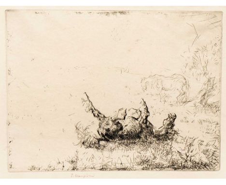 Edmund BLAMPIED (1886-1966) Sunday Afternoon, 1922  Etching, signed and titled, plate 22.8 x 30.4cm, sheet 32 x 43.9cm (mount