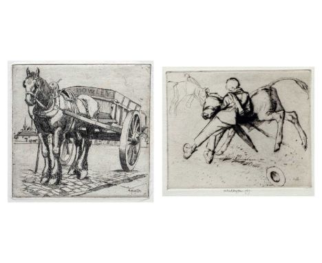 Robert Sargent AUSTIN (1895-1973) Boy and Bull Calf, 1927  Etching, plate 11.6 x 14.5cm, sheet 27.5cm (Dodgson 68.iii) editio