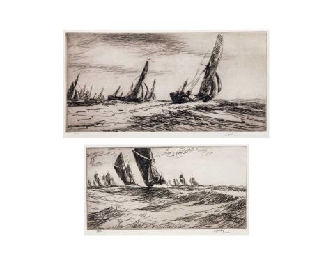 James MCBEY (1883-1959) Two etchings  'The Thames Barge Race - The Start' 1936, signed, number 38/80, plate 18.2 x 36.5cm (Ha