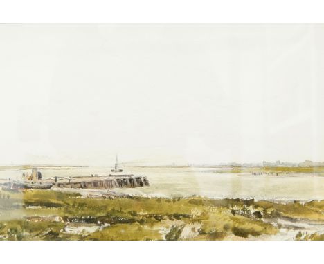 Thomas Collier, RI, British 1840-1891- View of the Suffolk Coast; pencil and watercolour on paper, signed 'Thos. Collier' (lo
