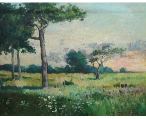 Eric Lundgren, Swedish 1906-1971- Landscape with trees; oil on board, signed (lower right), 46.4 x 61 cm. (ARR)Framed, and un