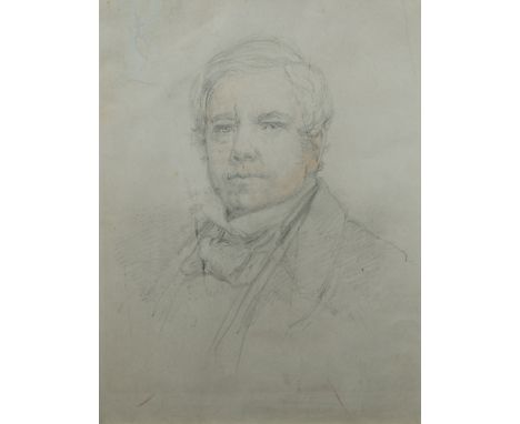 British School, early 19th century- Portrait sketch of David Roberts, RA; pencil and watercolour on paper, indistinctly signe