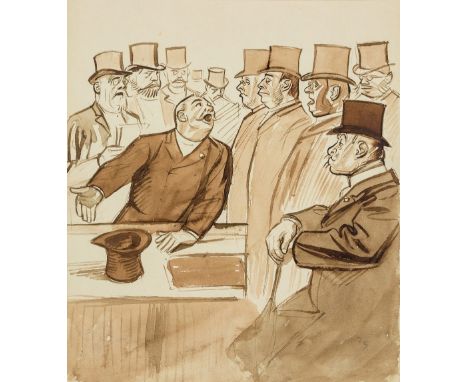 Oswald Heidbrinck, French 1860-1914- In Court; and The nude model; the first watercolour on paper, the second pen and black i