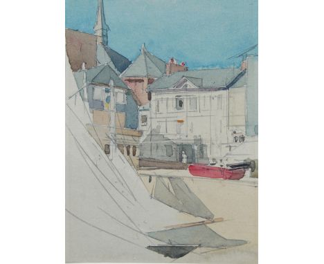 Dugald Sutherland McColl, Scottish 1859-1948- Two quayside scenes; pencil and watercolour on pencil, two, one 24.7 x 16.2 cm,