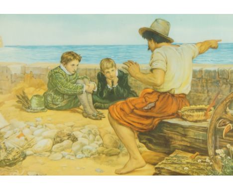 After Sir John Everett Millais, PRA, British 1829-1896- The Boyhood of Raleigh; reproduction printed in colours, 27.5 x 40 cm