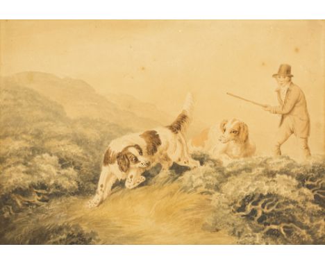 Samuel Howitt, British 1756-1822- A gun with his dogs; each pencil and watercolour on paper, each signed 'Howitt'  (lower rig