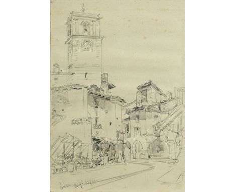 William Callow, RWS, British 1812-1908- Jusa, Verona; and Carhaix, Brittany; each pencil on paper laid down on card, the firs