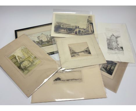 A collection of loose works comprising, J Gheys, St John's Pend, Edinburgh, etching 10/70, The Royal Institution and Princess