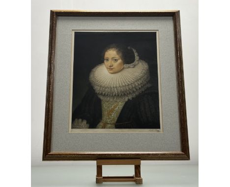 Arthur Hogg (1872-1949) After Mierevelt, Portrait of a Dutch Lady, mezzotint, signed Arthur Hogg in pencil bottom right, pape