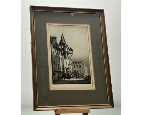 Andrew Watson Turnbull (1874-1957) A collection of three etchings comprising, Canongate Clock, Edinburgh, etching, signed pen