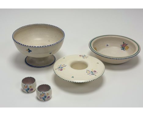 A collection of Poole Pottery comprising, a Carter Stabler Adams salad bowl (initialled verso BF 903), a toadstool shaped flo