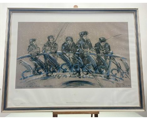 Tabitha Salmon (British 1955-), Moscow: Fishing on the Canal Bridge, Moskvoretsky District, limited print 20/300, signed penc