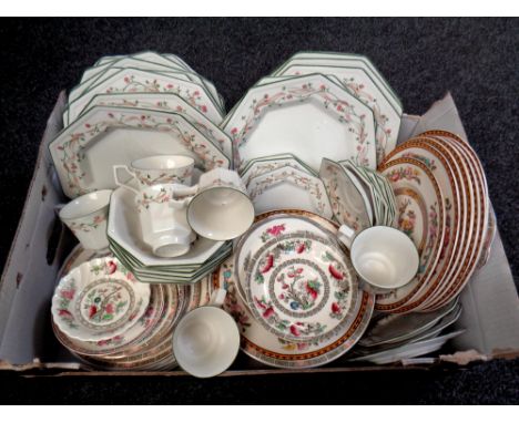 A box of Eternal Beau tea and dinner service, quantity of Indian Tree pattern china 