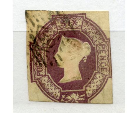 1847 Embossed 6d mauve 3 margined with light cancel.  SG 58.  Cat £1000.