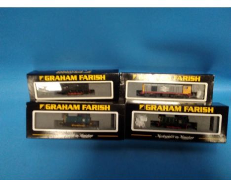 FOUR BOXED N GAUGE GRAHAM FARISH DIESEL SHUNTERS 371-050, 371-051, 371-008 AND 371-027