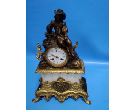 AN ANTIQUE GILT MANTEL CLOCK
