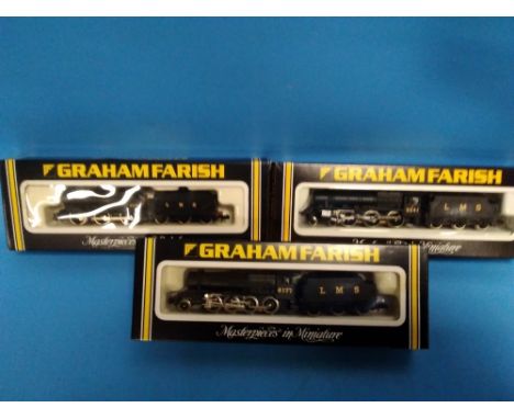 THREE BOXED N GAUGE GRAHAM FARISH STEAM LOCOMOTIVES AND TENDERS 1901, 1801, 1841