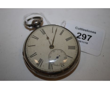 A HALLMARKED SILVER OPEN FACED MANUAL WIND POCKET WATCH, signed P. Echersley - Preston, Dia 5 cmCondition Report:Cuttlestones